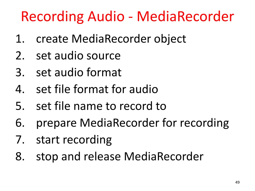 recording audio mediarecorder