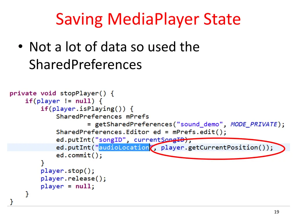 saving mediaplayer state