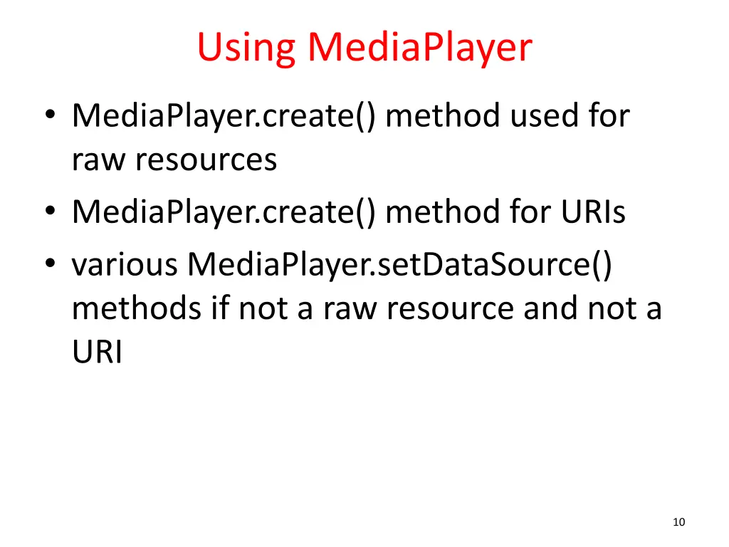 using mediaplayer