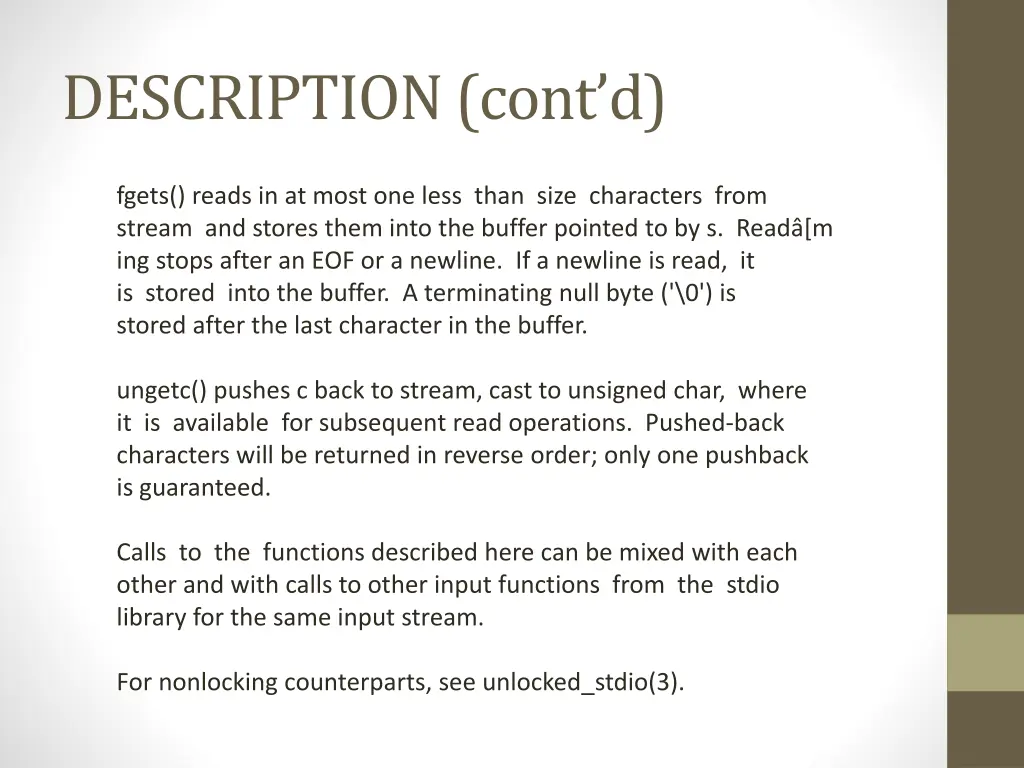 description cont d