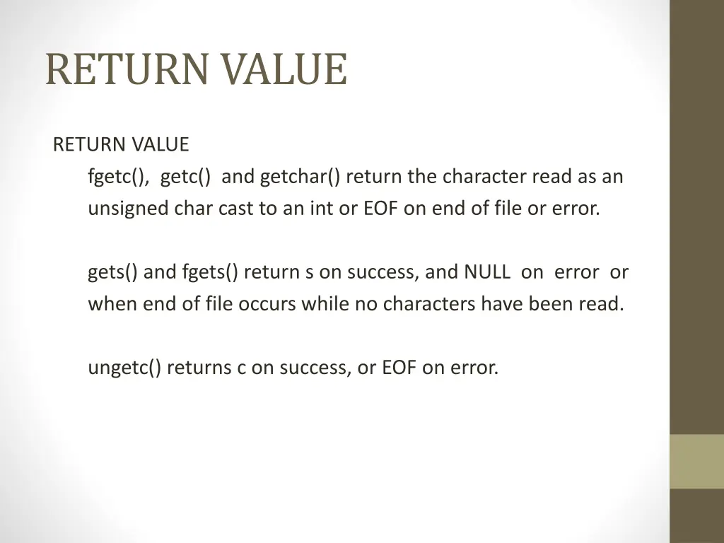 return value