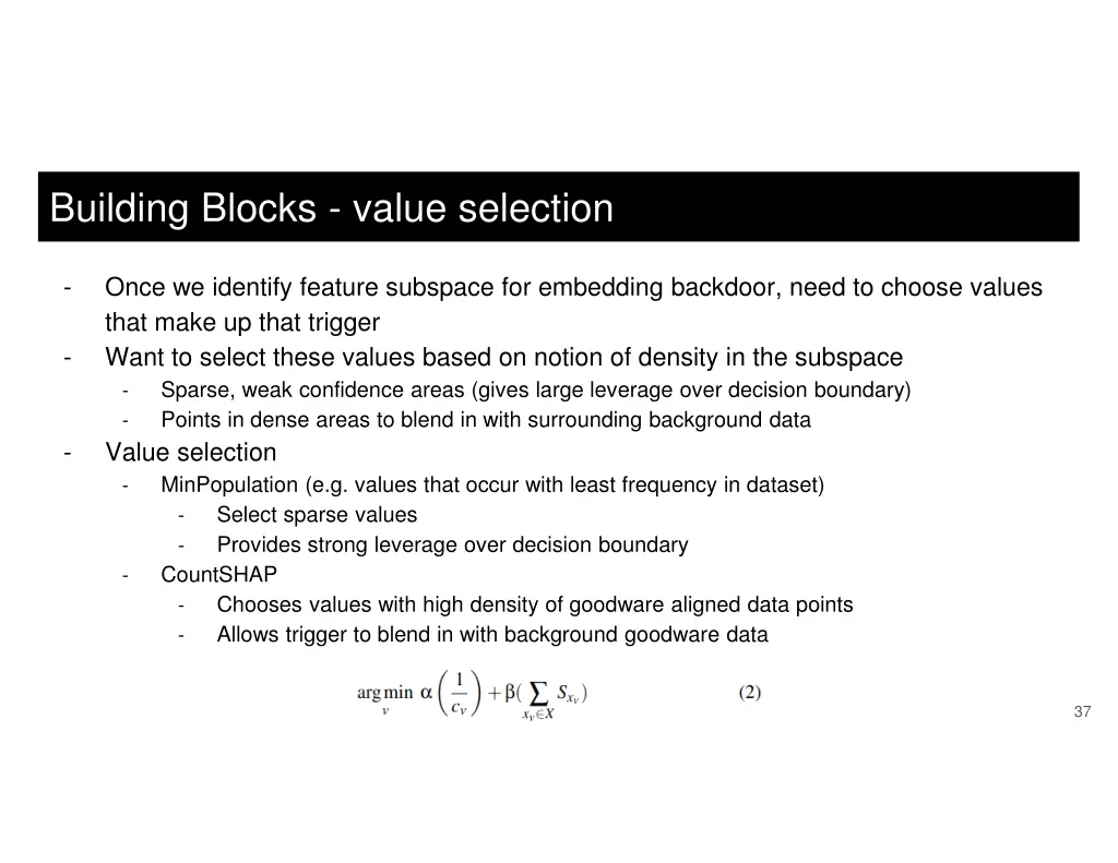 building blocks value selection
