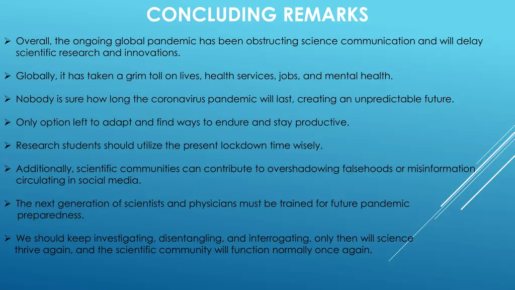 concluding remarks