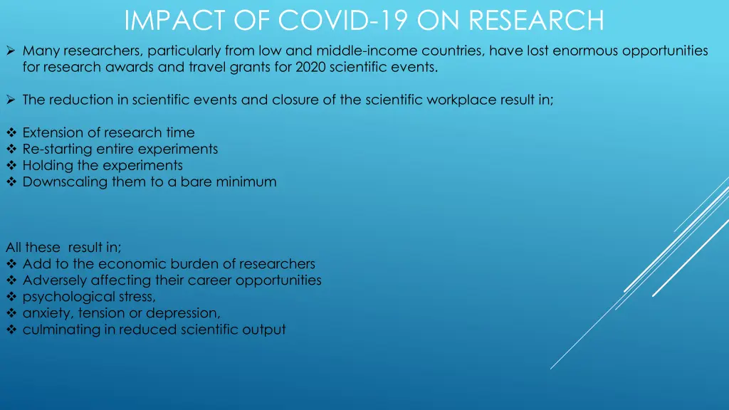 impact of covid 19 on research many researchers