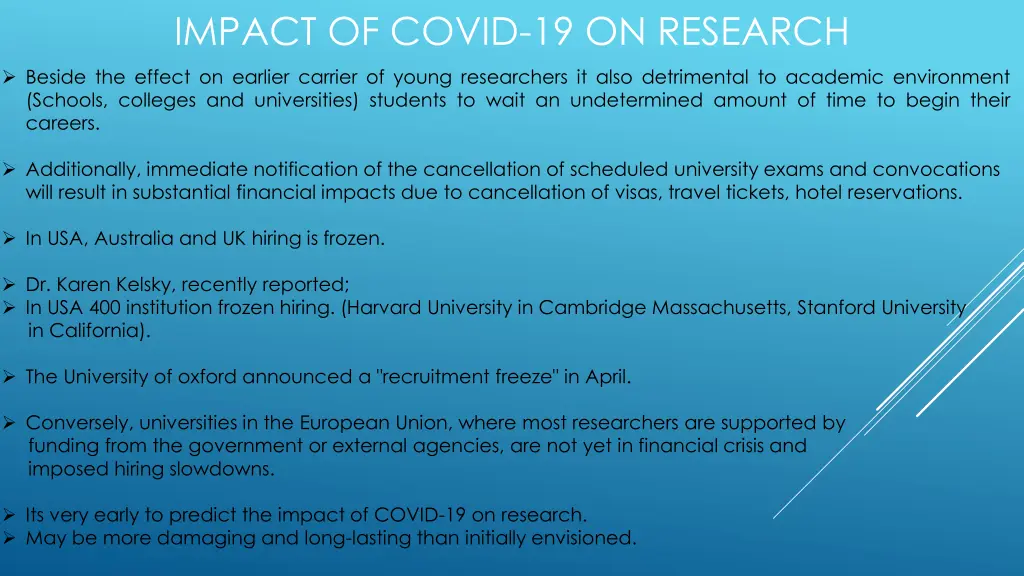 impact of covid 19 on research