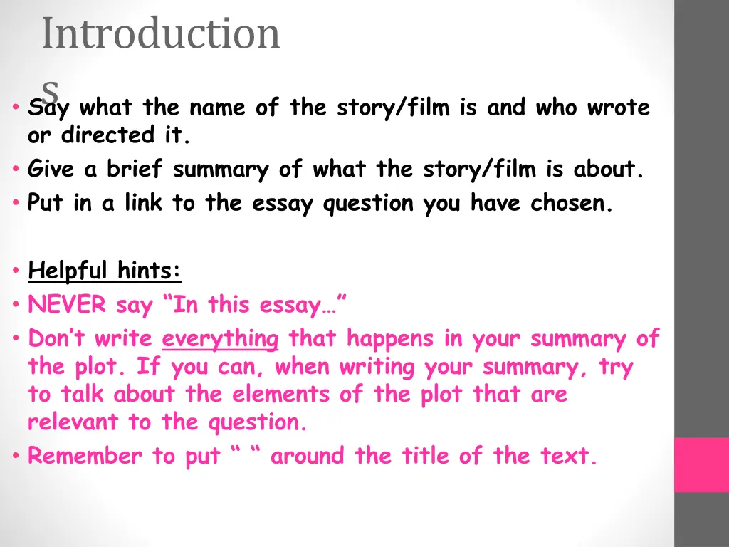 introduction s say what the name of the story
