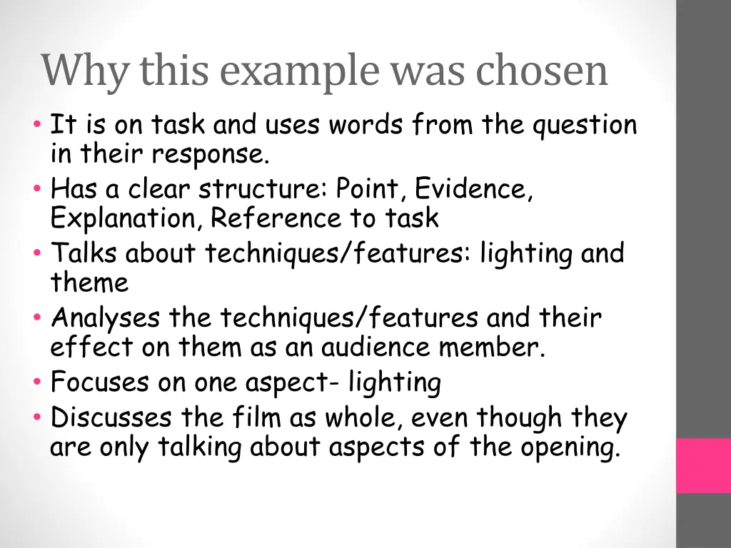 why this example was chosen it is on task 1