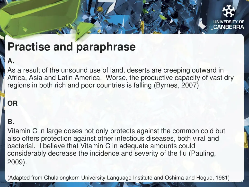 practise and paraphrase
