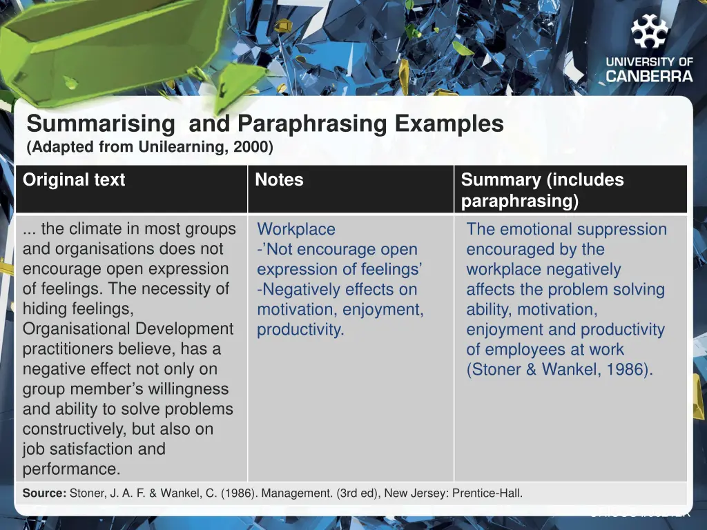 summarising and paraphrasing examples adapted 1