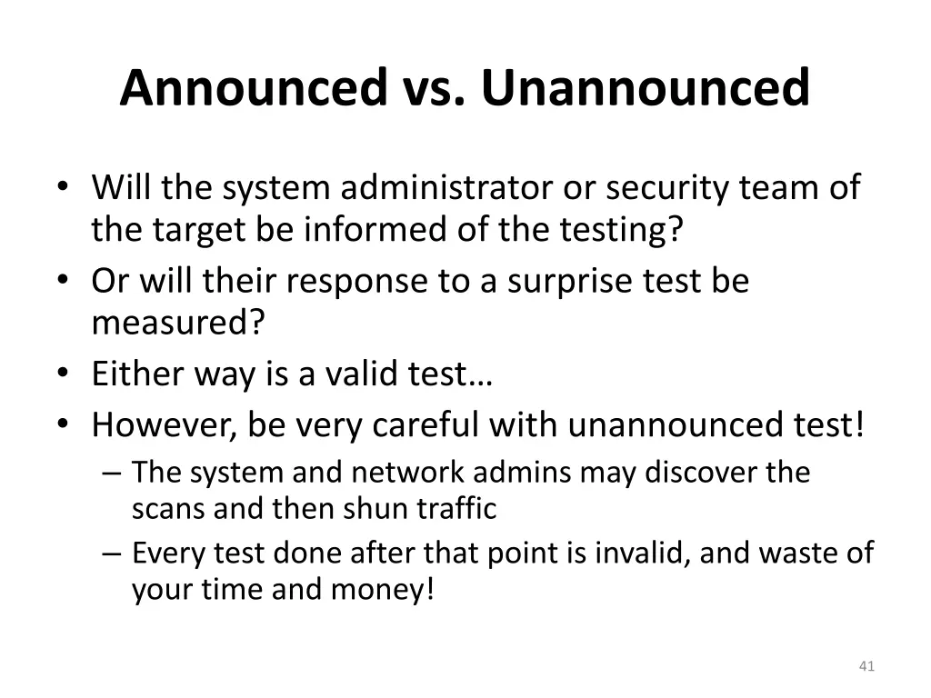 announced vs unannounced