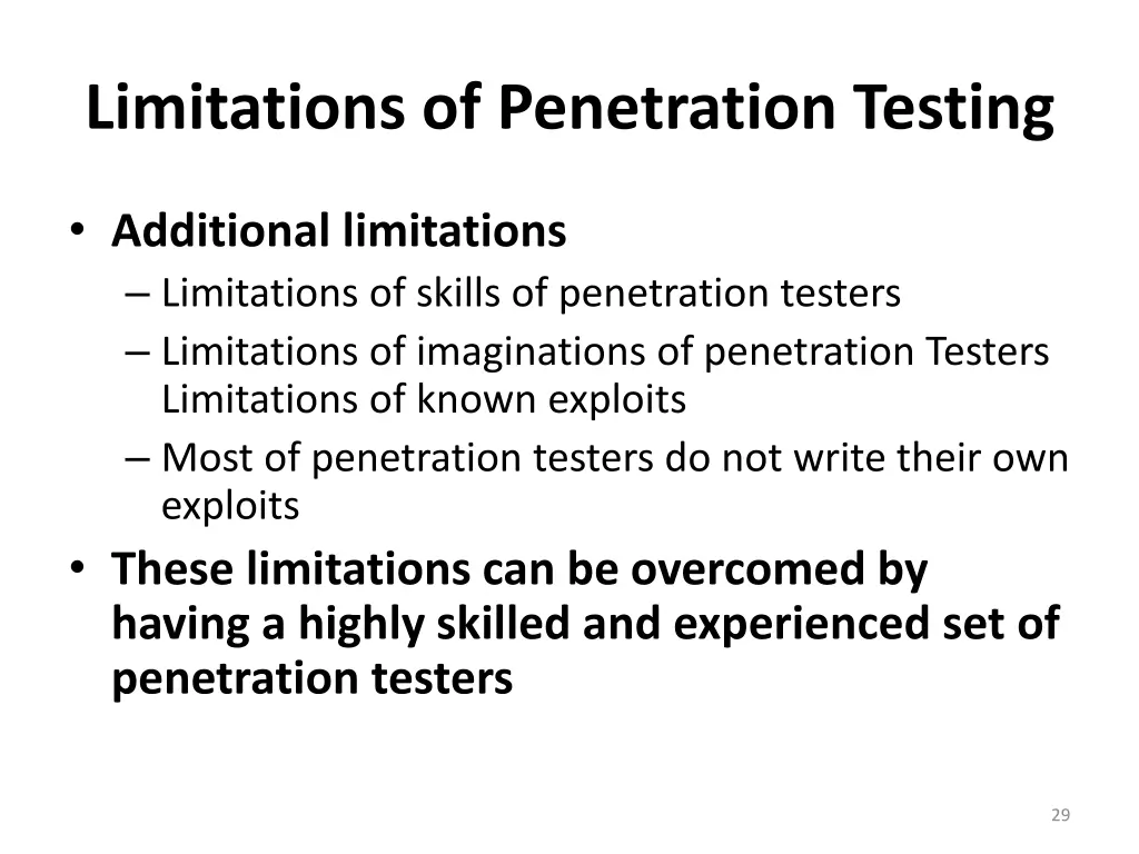 limitations of penetration testing 1