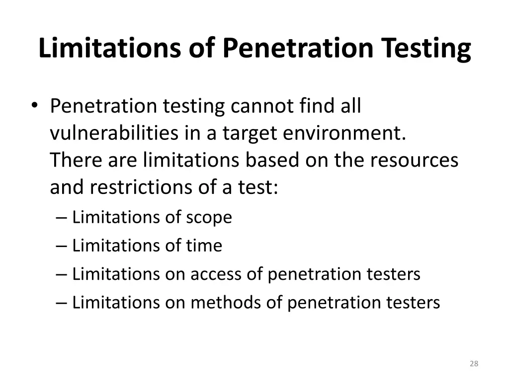 limitations of penetration testing