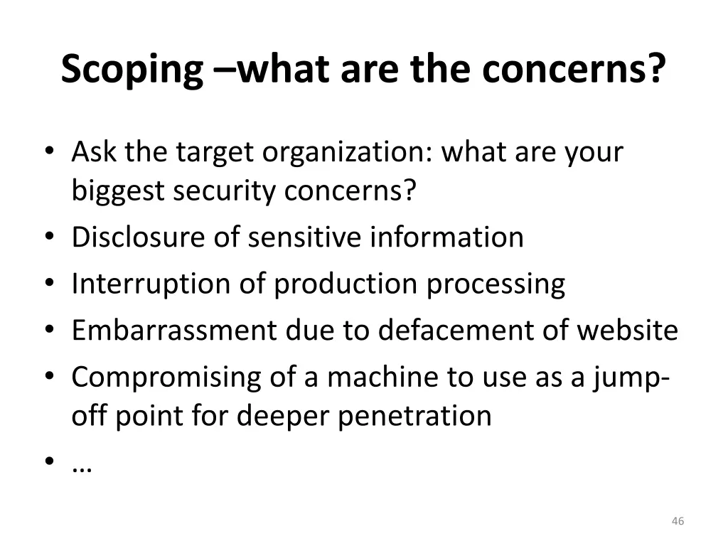 scoping what are the concerns