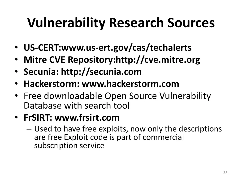 vulnerability research sources