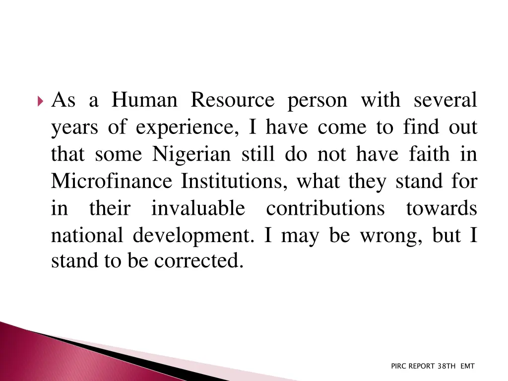 as a human resource person with several years