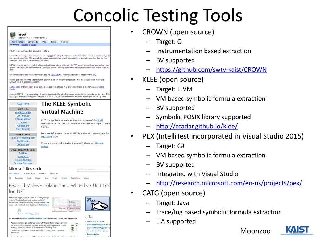 concolic testing tools crown open source target