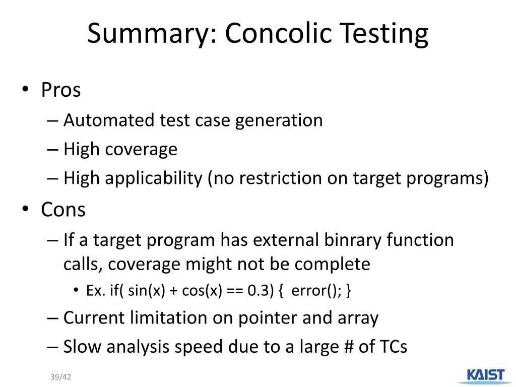summary concolic testing