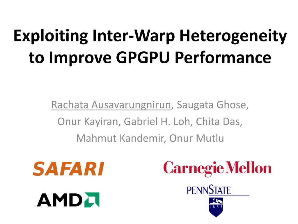 exploiting inter warp heterogeneity to improve 1