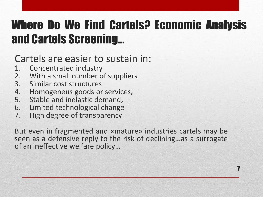 where do we find cartels economic analysis