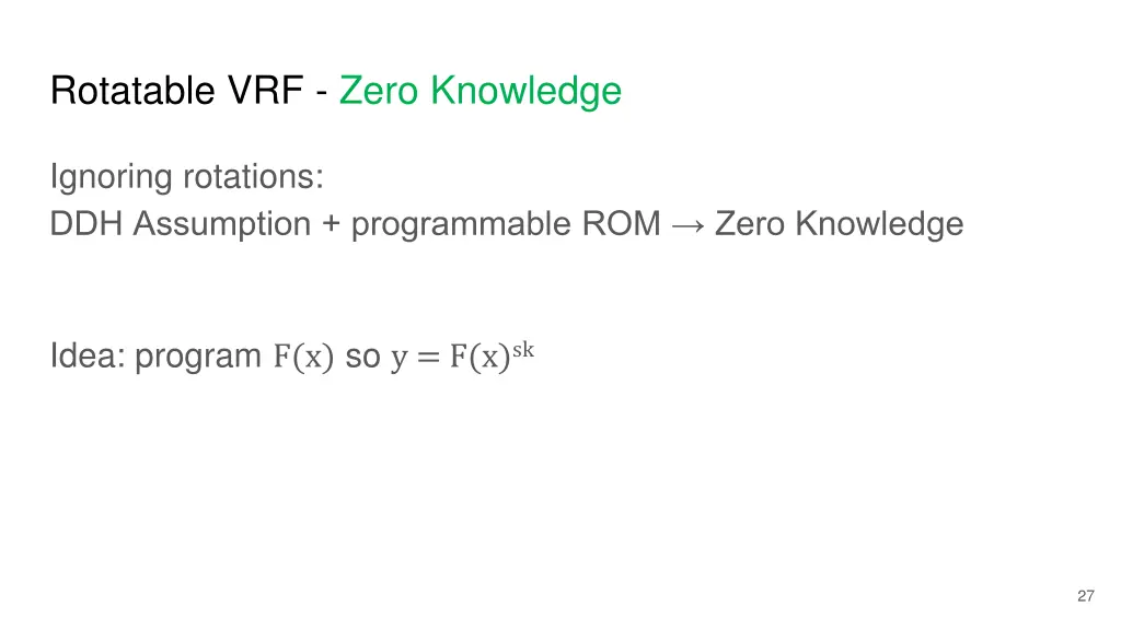 rotatable vrf zero knowledge