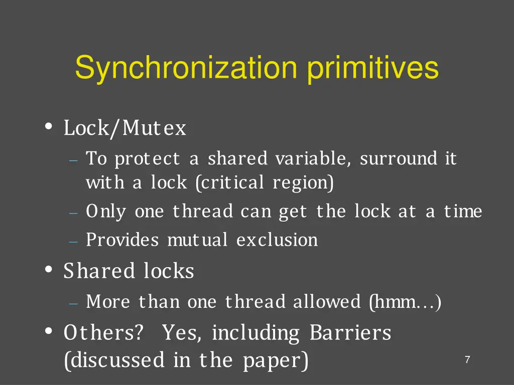 synchronization primitives