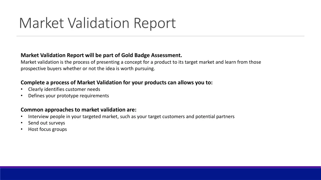 market validation report