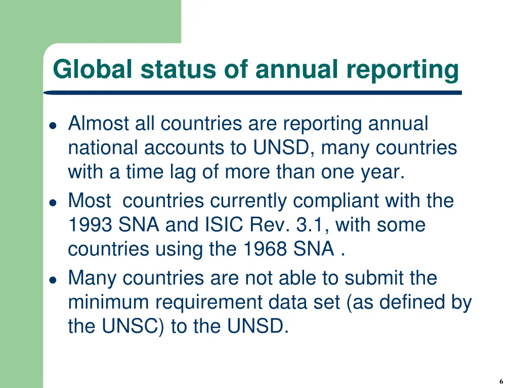global status of annual reporting