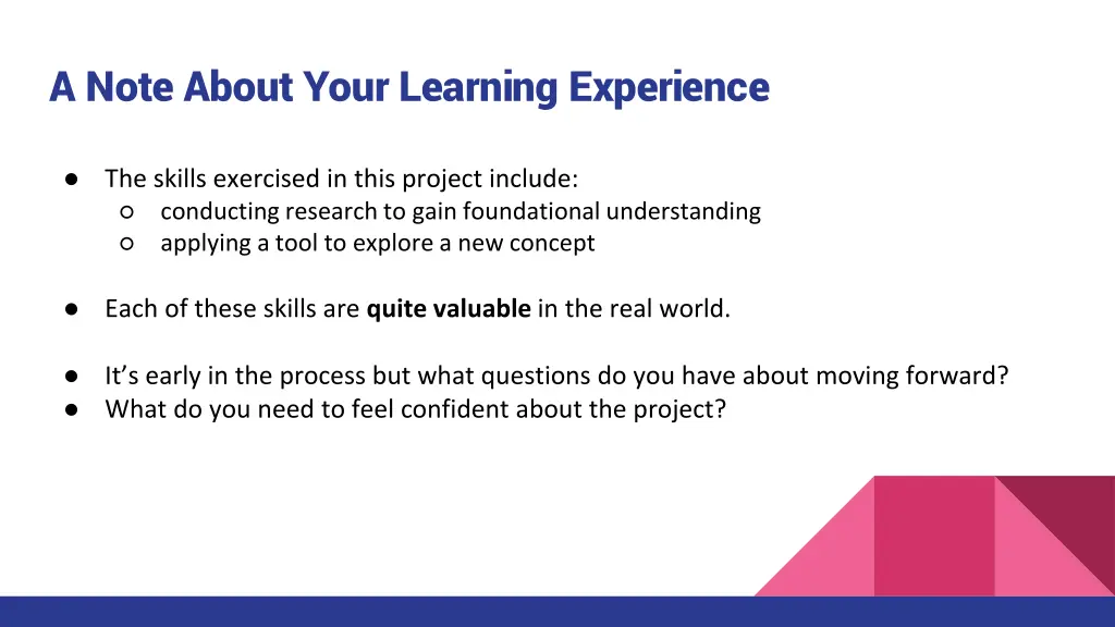 a note about your learning experience