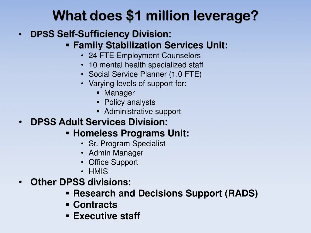 what does 1 million leverage