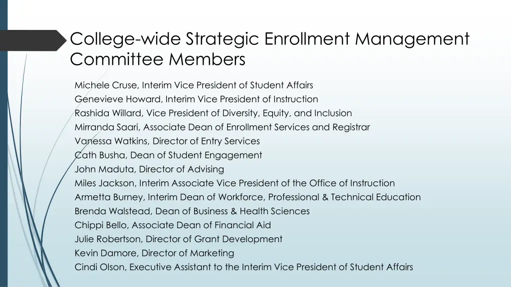 college wide strategic enrollment management