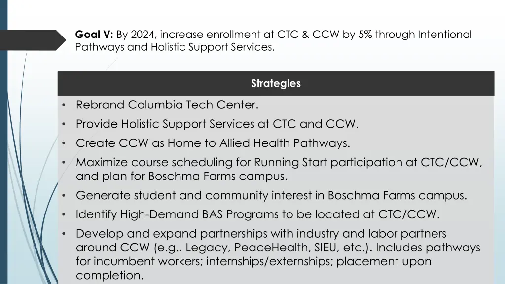 goal v by 2024 increase enrollment