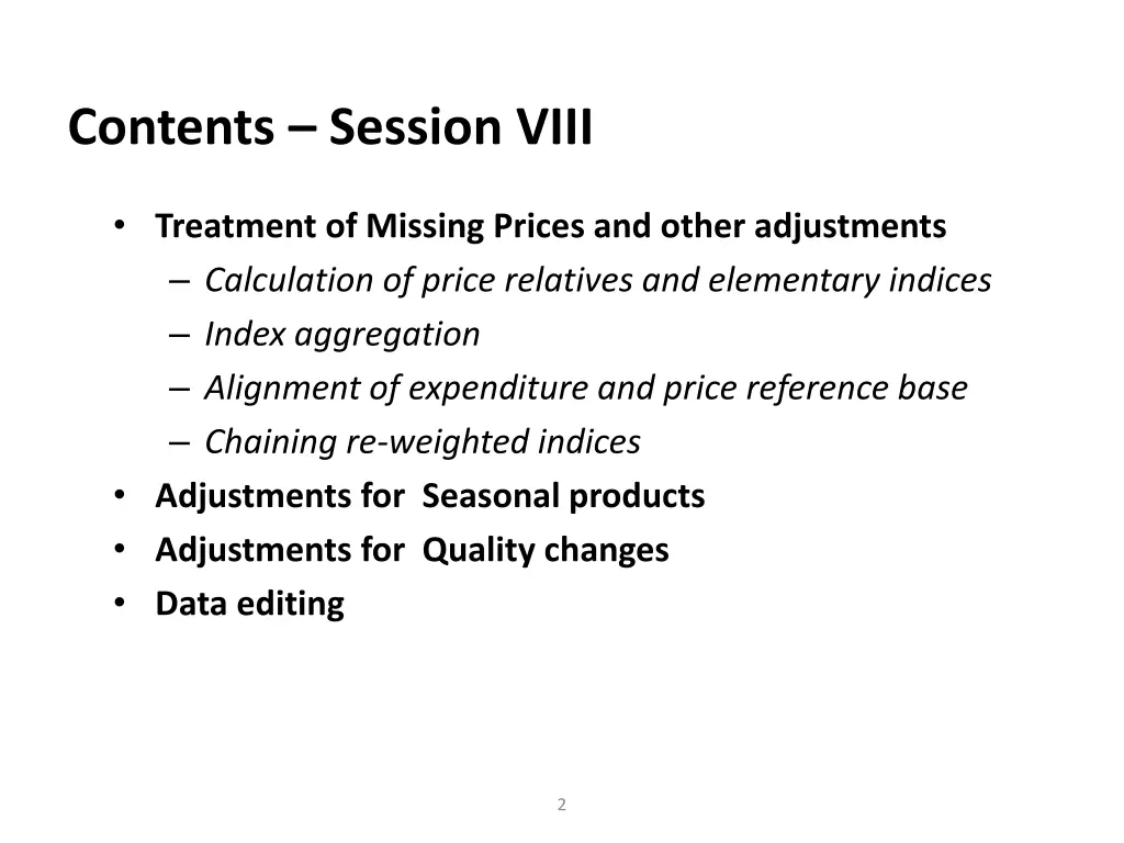 contents session viii