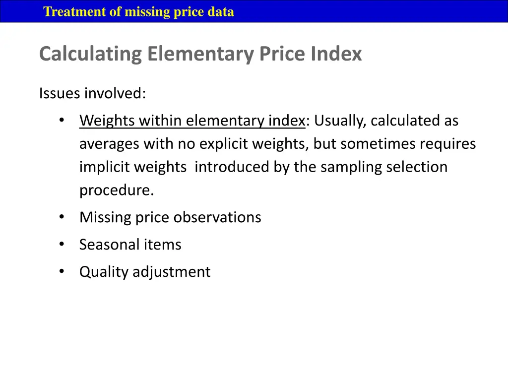 treatment of missing price data 1