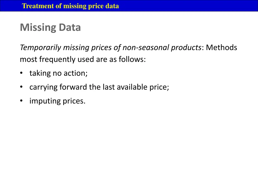 treatment of missing price data 2