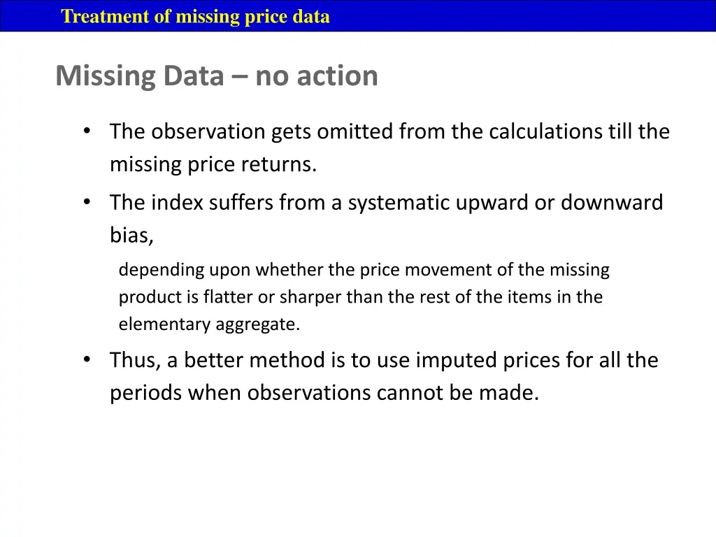 treatment of missing price data 3