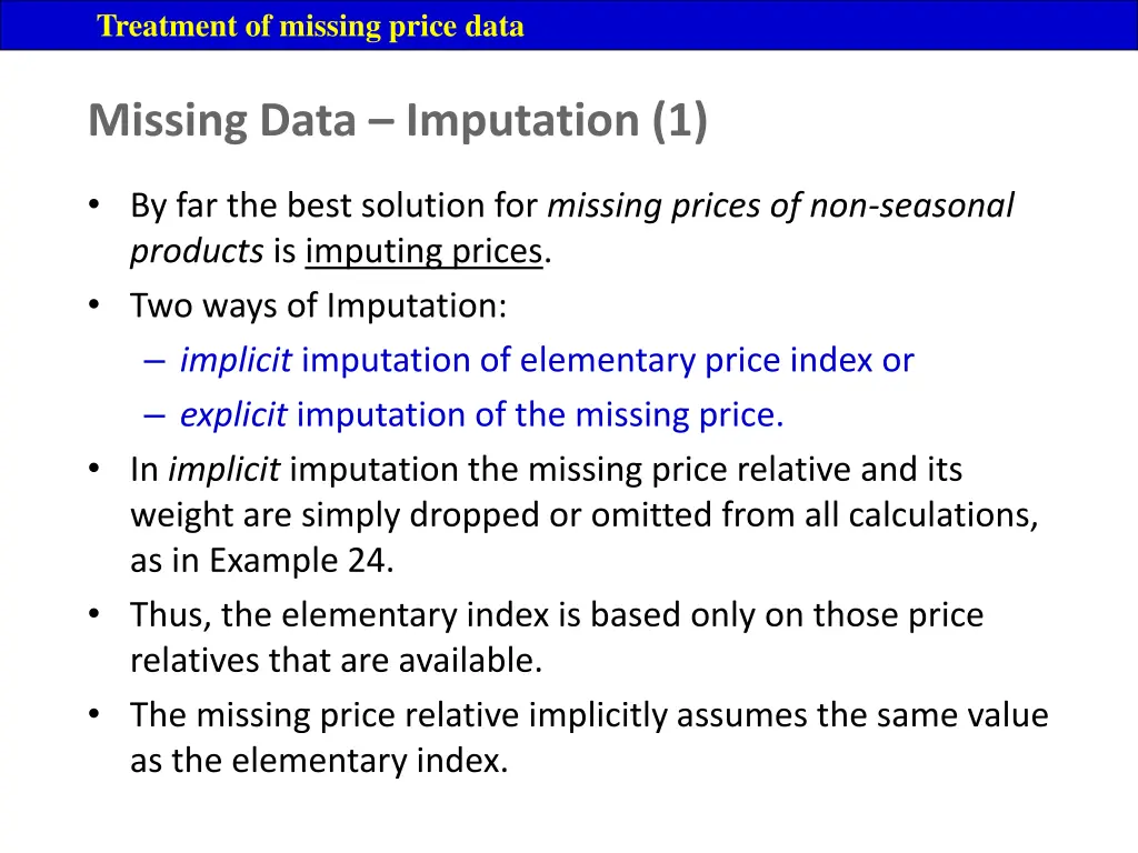 treatment of missing price data 7
