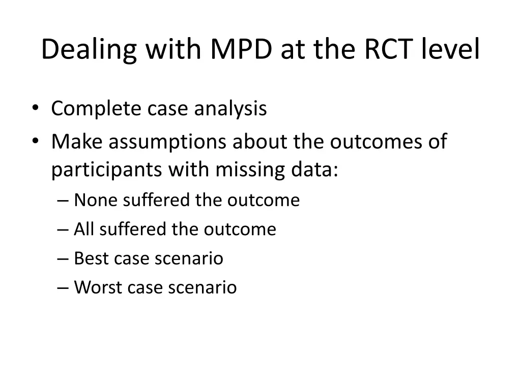 dealing with mpd at the rct level 1