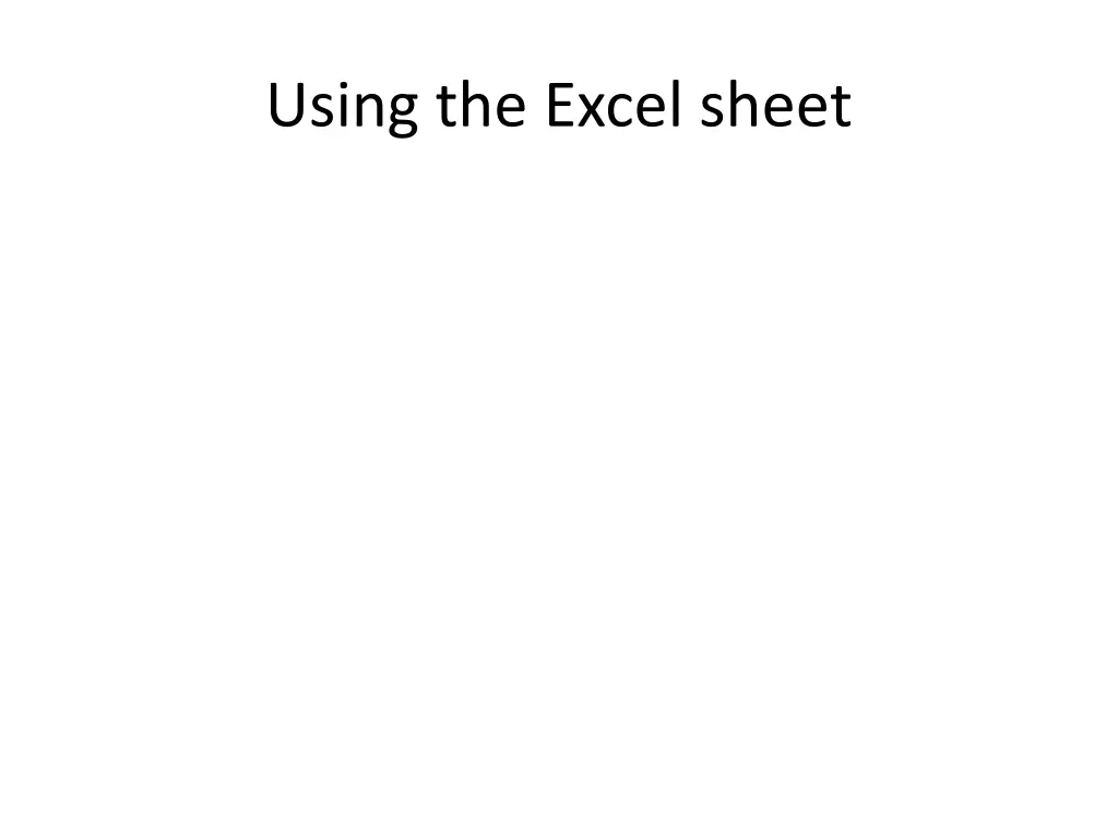using the excel sheet