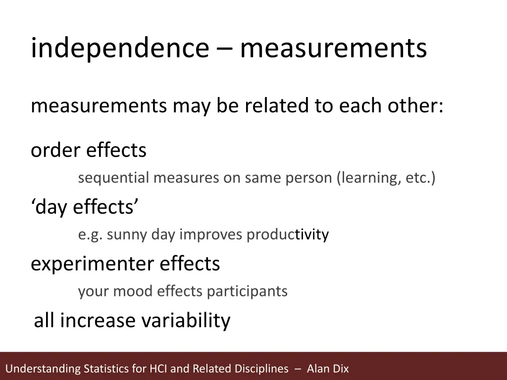 independence measurements