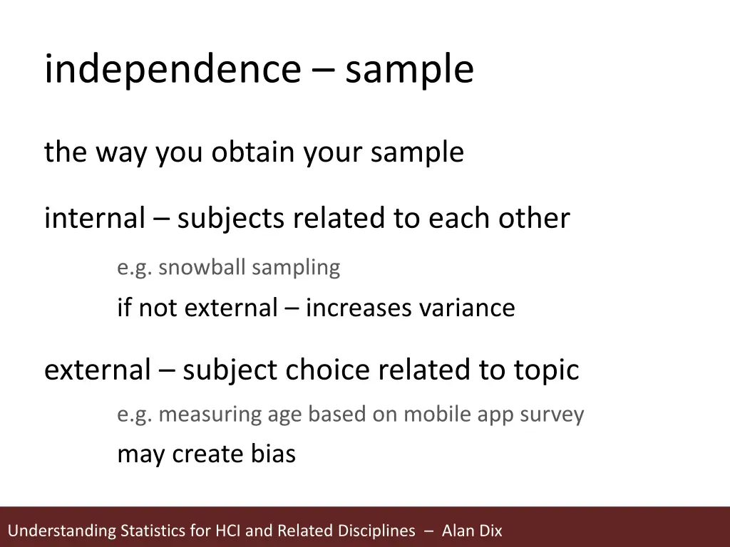 independence sample