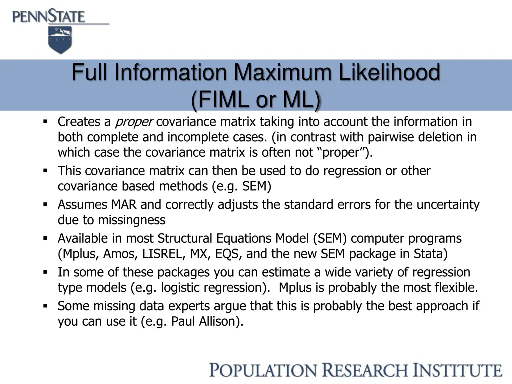 full information maximum likelihood fiml 1