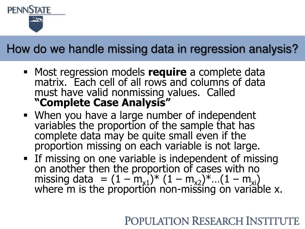 how do we handle missing data in regression