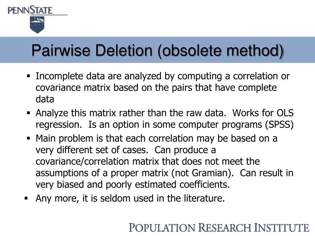 pairwise deletion obsolete method