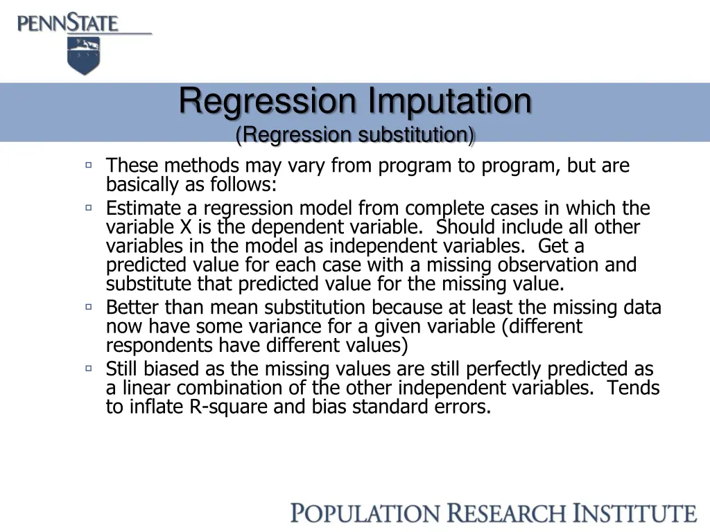 regression imputation regression substitution