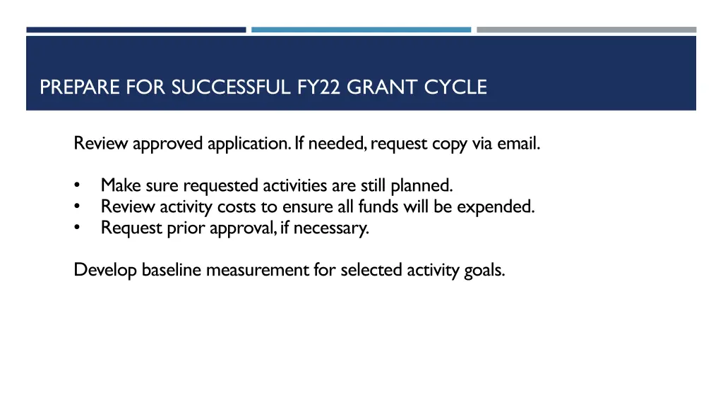 prepare for successful fy22 grant cycle
