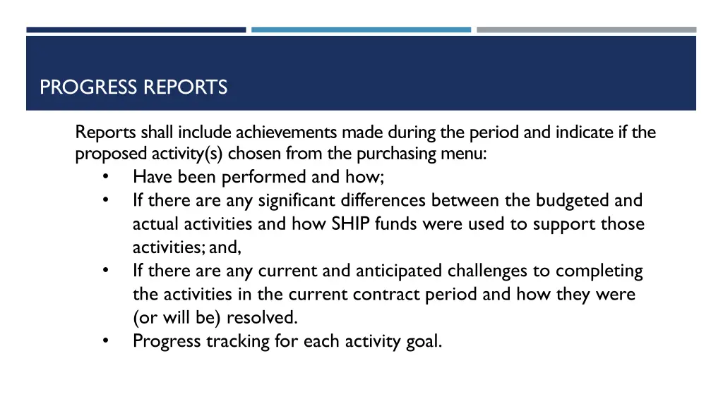 progress reports 1