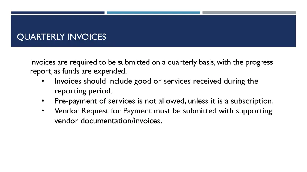 quarterly invoices