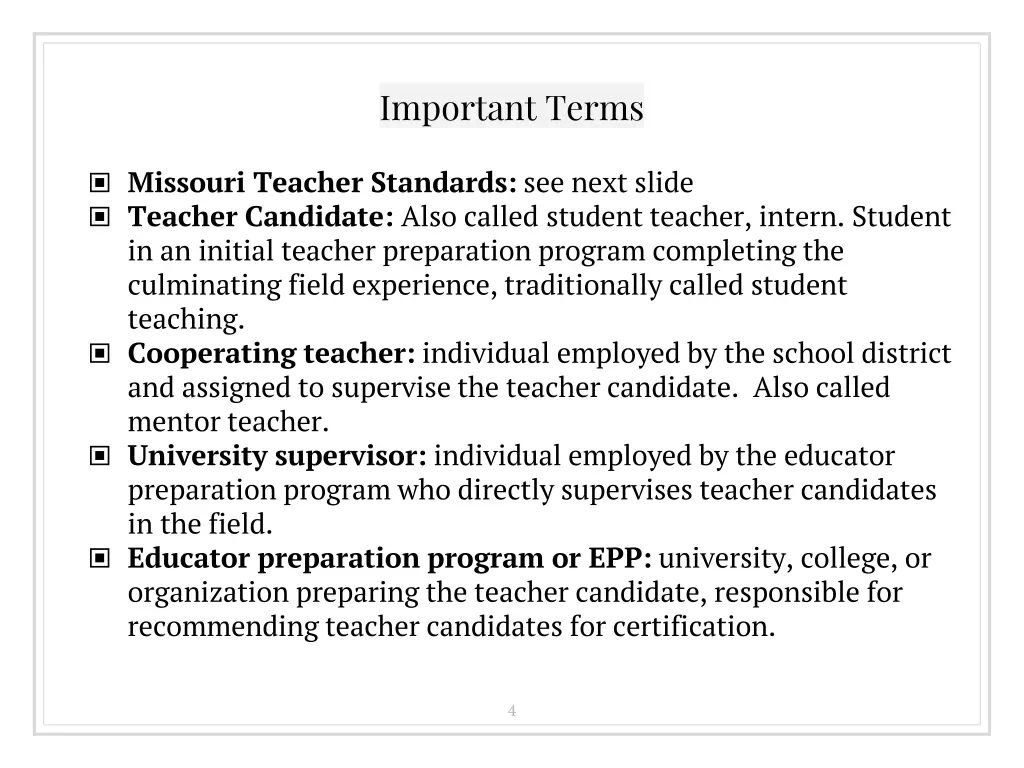 important terms
