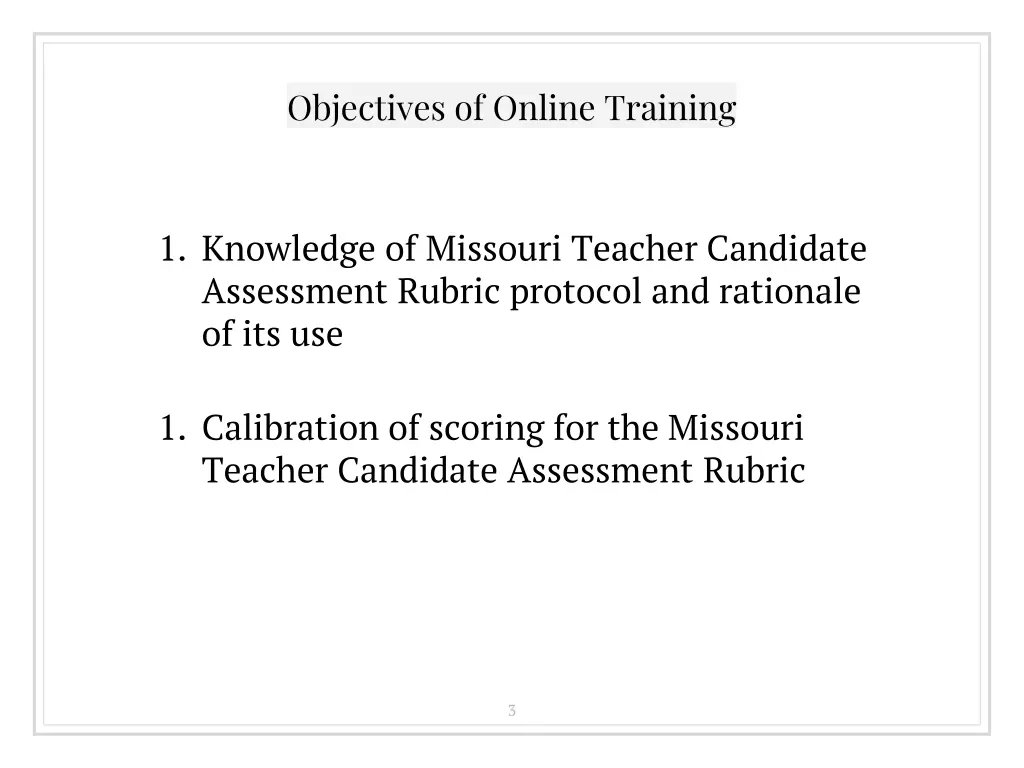 objectives of online training