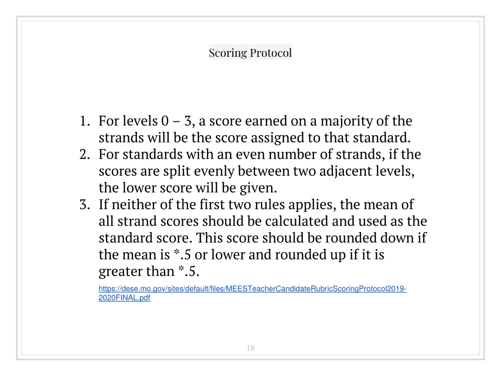 scoring protocol